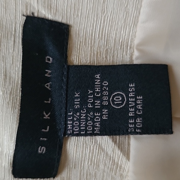 Vintage Silkland Khaki Silk Belted Safari Jacket - Size 10 - Picture 7 of 8